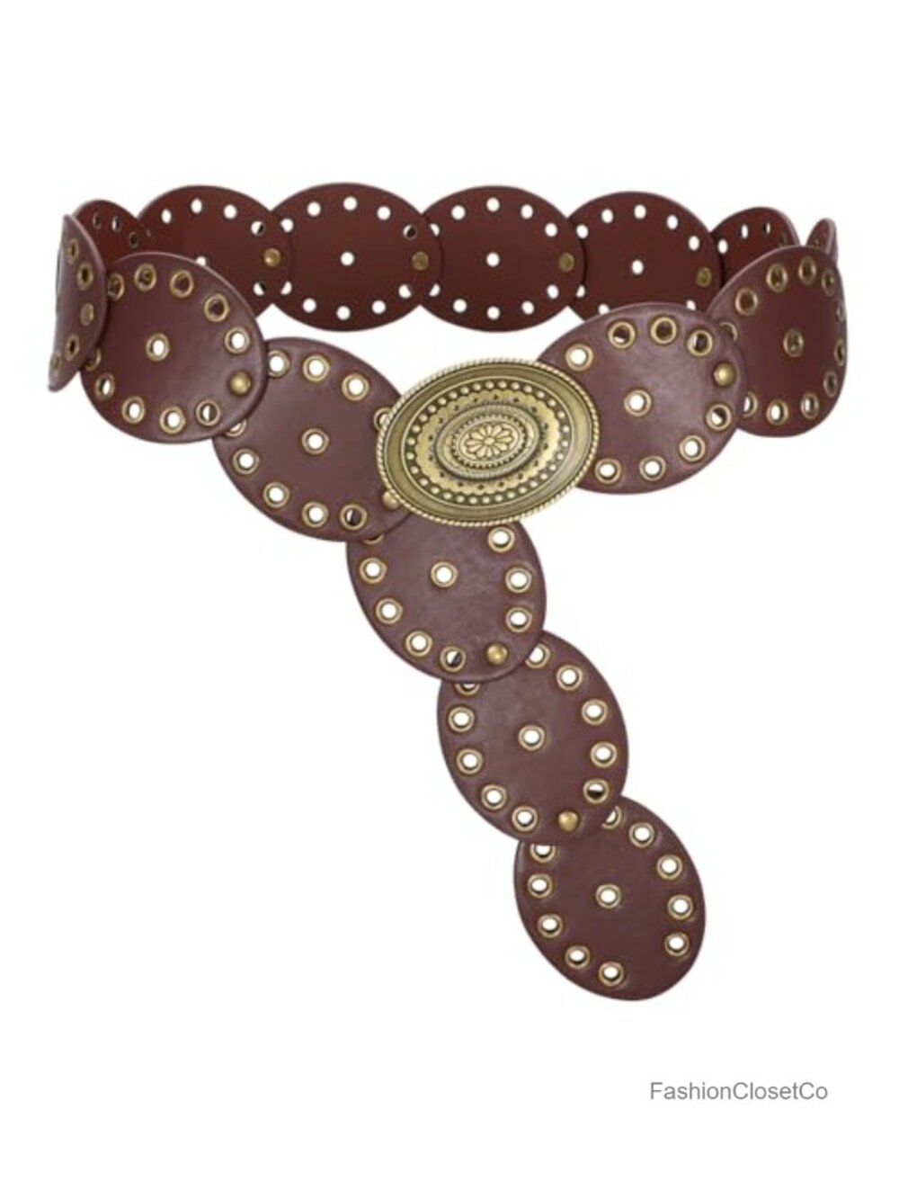 Western Concho Belt PU Leather Zinc Alloy Cowgirl Boho